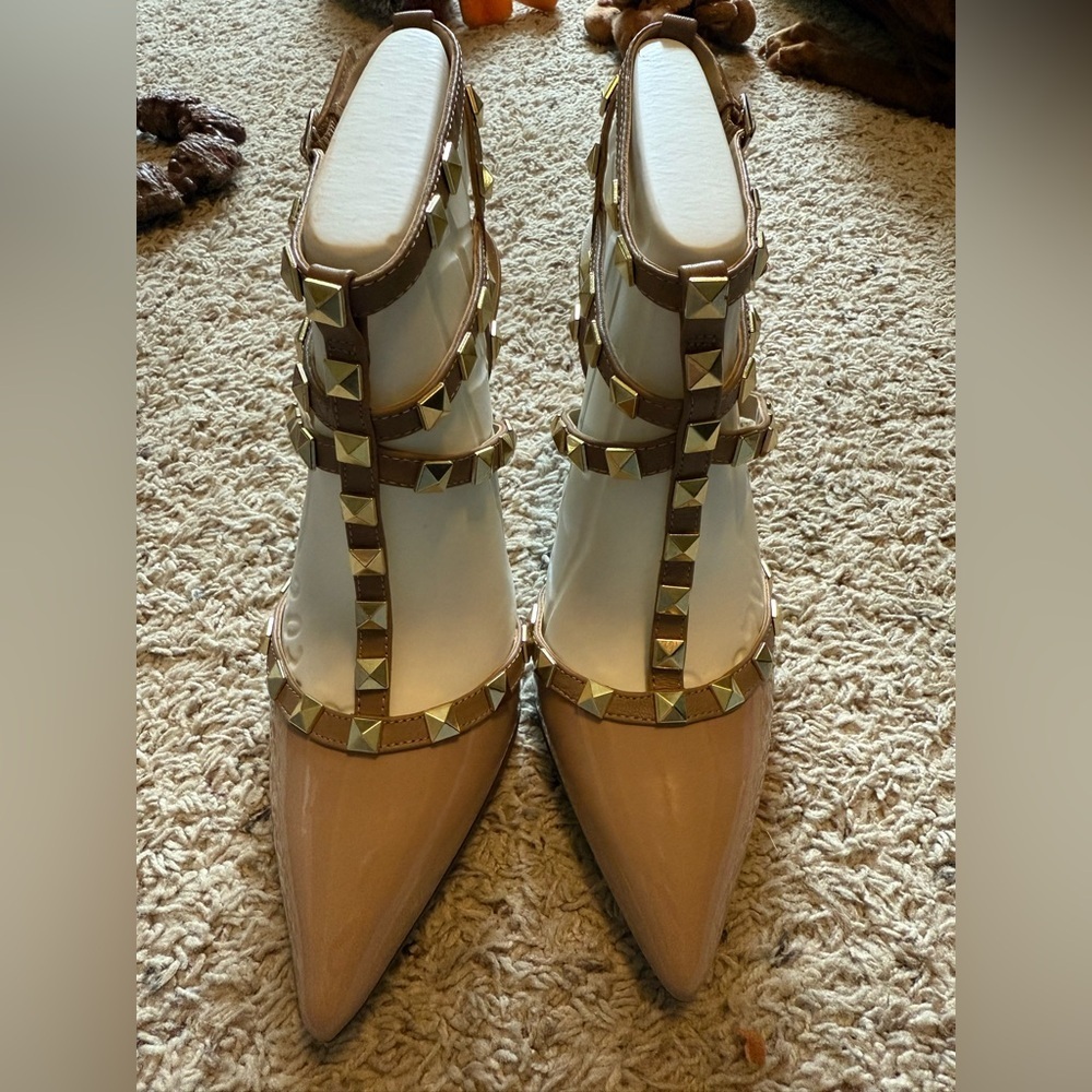 Sole society Adobe Patent Leather Studded Heels